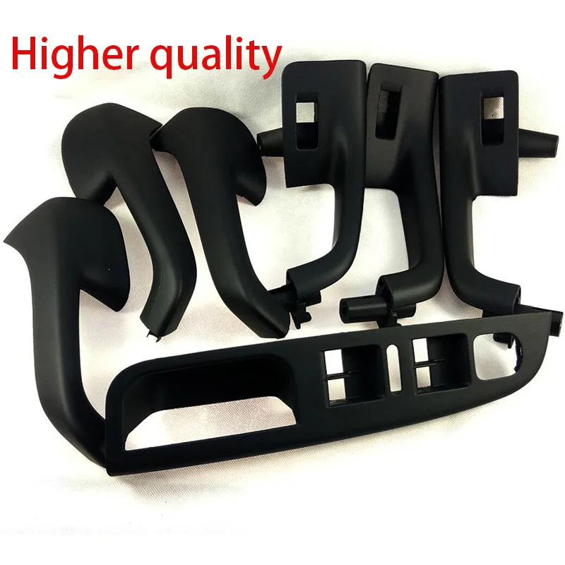 7PCS Black Interior Handle Door Grab Window Switch Bezel Cover For Golf 5 GTi-MK5 Jetta Inner Armrest 1K0868040B