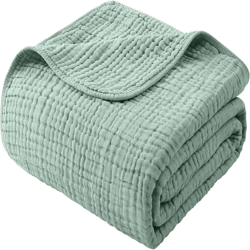 

100% Cotton Summer Blanket, Large Twin Size 60" x 80", 6-Layer Gauze, Lightweight for Bed or Couch, Perfect for Adults