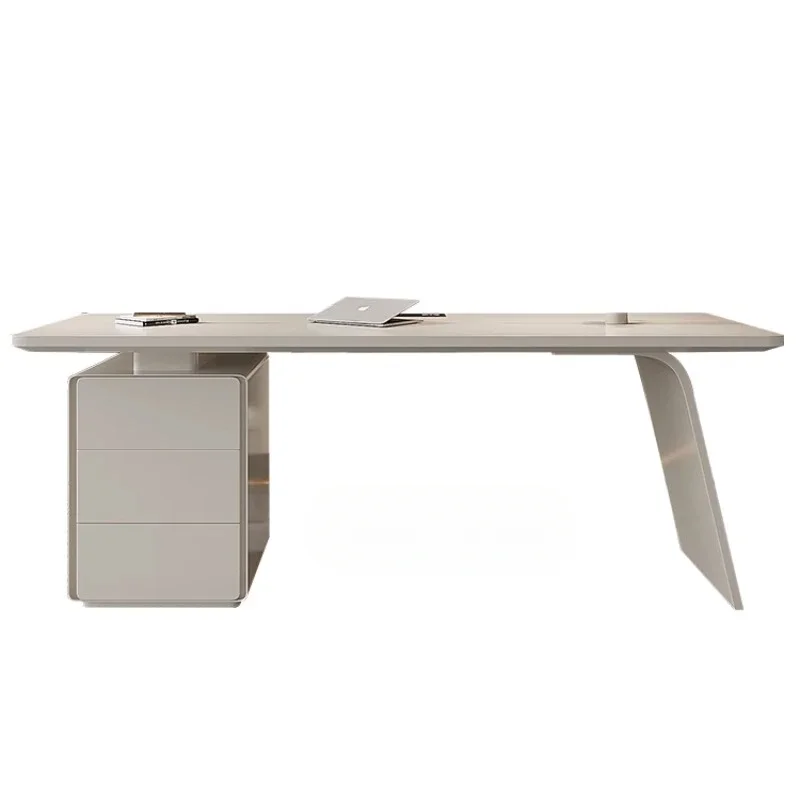 Light luxury Italian minimalist paint desk Modern simple living room Home solid wood computer desk Boss high-end desk