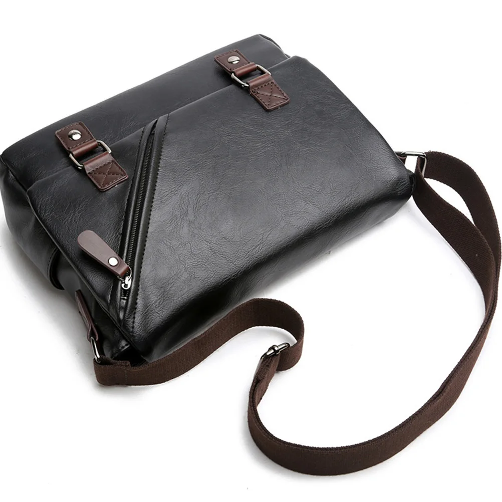 Men PU Briefcase Premium Large Capacity Business Single-Shoulder Bag Wear-Resistant Waterproof Crossbody Outdoor Travel