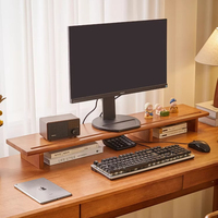 Solid Wood Monitor Stand with Storage Shelf Ergonomic Desk Organizer for Computer Office Desktop Riser Space Saving Laptop Stand