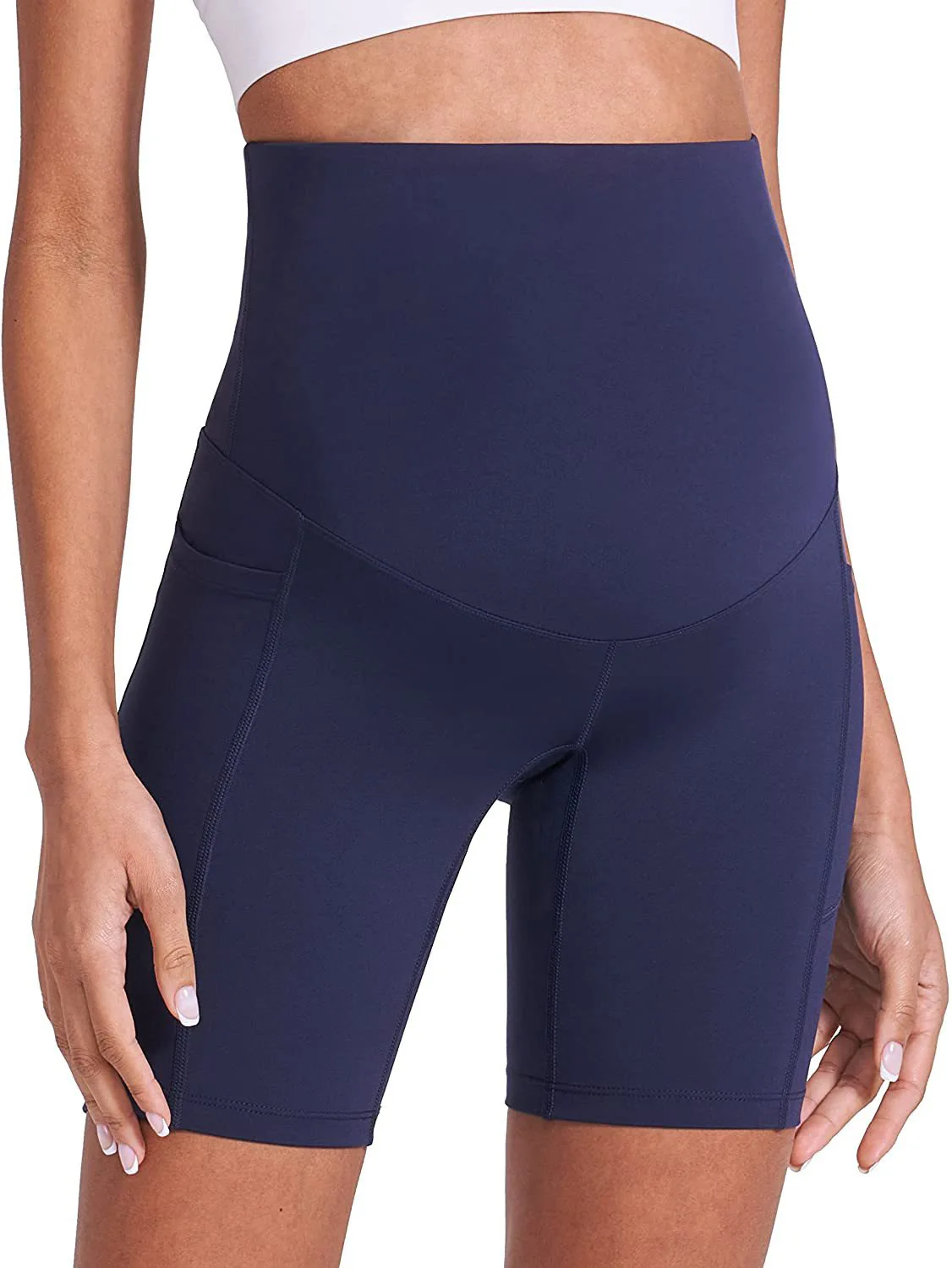 Legging Hamil Pinggang Tinggi Elastis Celana Pendek Penopang Perut Wanita Hamil Kurus Celana Kebugaran Pembentuk Tubuh Leggins Postpartum