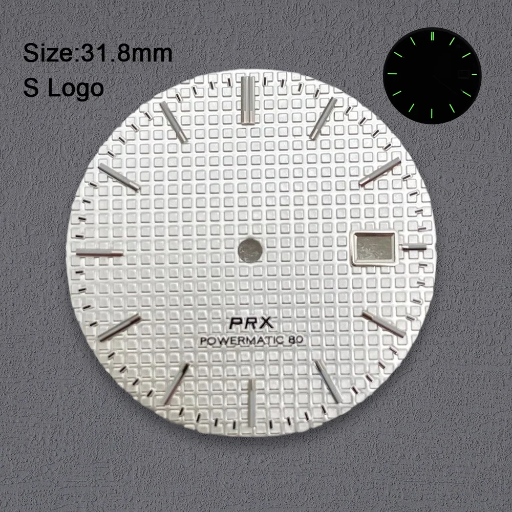 High-Quality 31.8mm S Logo PRX Dial Fit NH35 Automatic Movement Green Luminous Watch Modification Accessories