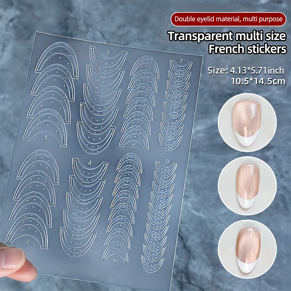 1 Stück French-Tip-Schablonen mit Hohlgitter, selbstklebende Nagelsticker für französische Linien, French-Tip-Guide-Werkzeuge S@