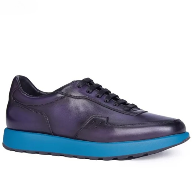 Genuine Leather Hand-sewn High-end Casual Shoes Men's British Comfortable Breathable Luxury Thick Soled Height Increasing Shoes