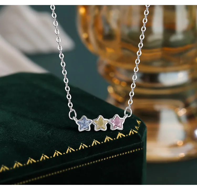 الأوروبية الجديدة 925 الفضة المزاج الدوبامين تألق الملونة الزركون قلادة كهدية حفلة عيد ميلاد الإناث