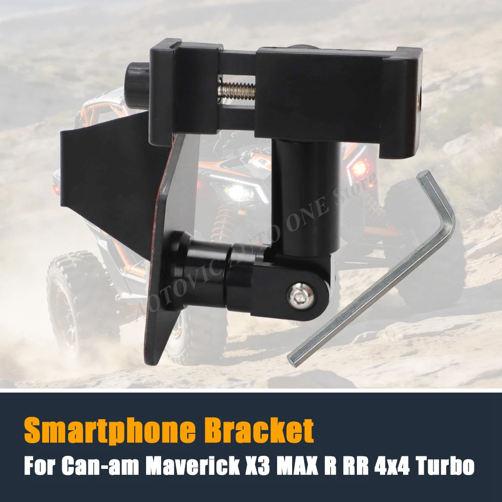 can-am-maverick-x3-cncアルミ360用-°-回転可能な電話ブラケットホルダー-ドリル不要-maverick-x3-max-r-rr-4x4-turbo-オフロード-utv