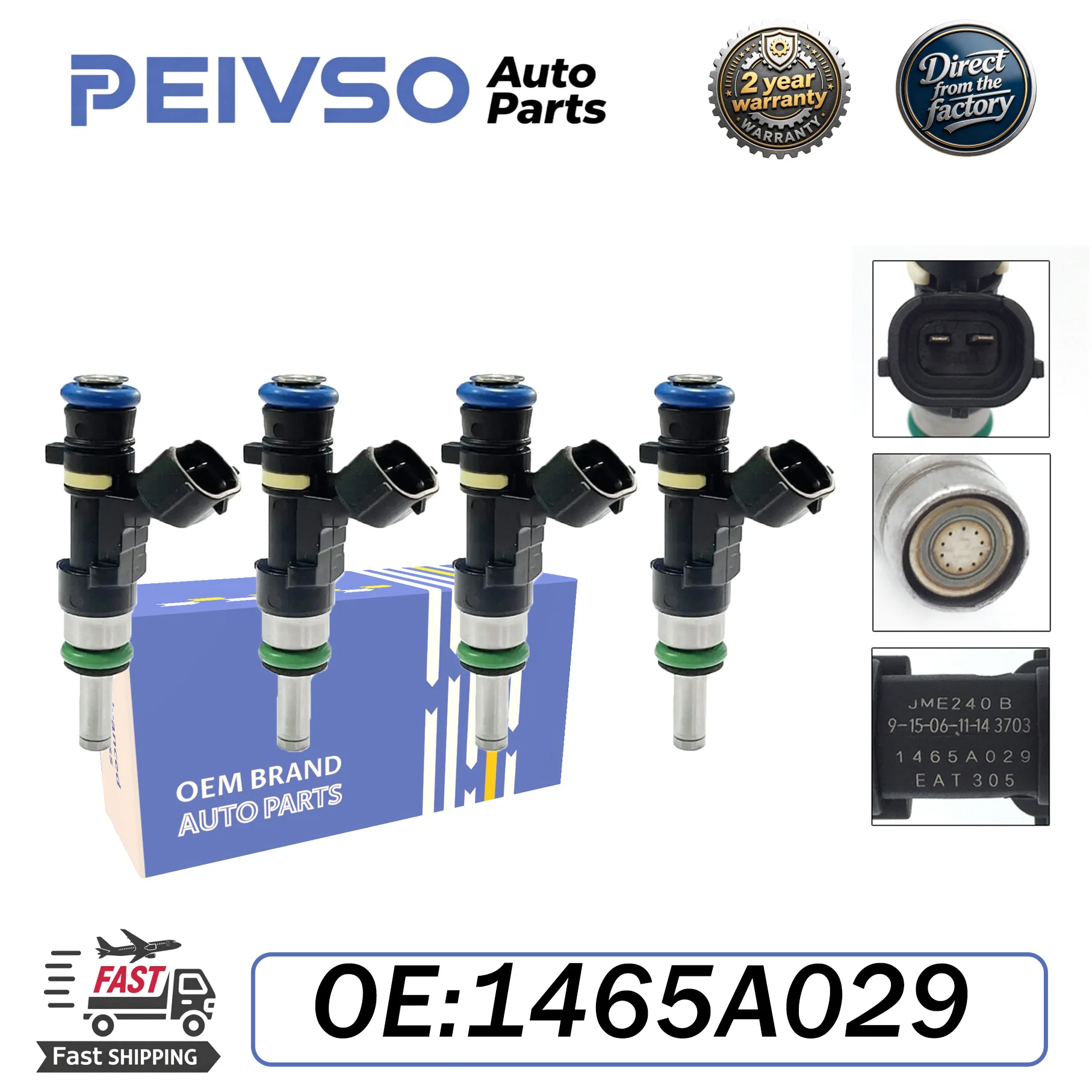 PEIVSO 4Pcs 1465A029 New Fuel Injectors Fits For MITSUBISHI LANCER 2008-2013 OUTLANDER SPORT 2011-2013 2.0L L4