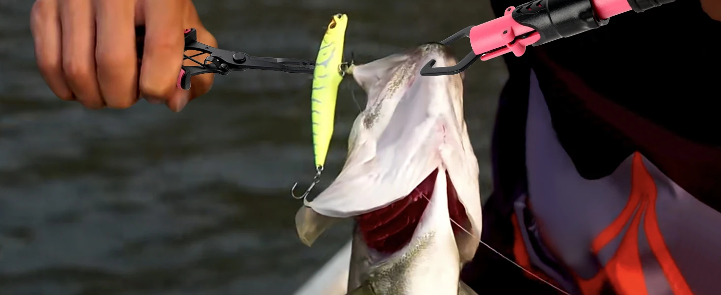 fish holder for caught fish long nose fishing pliers with line cutter