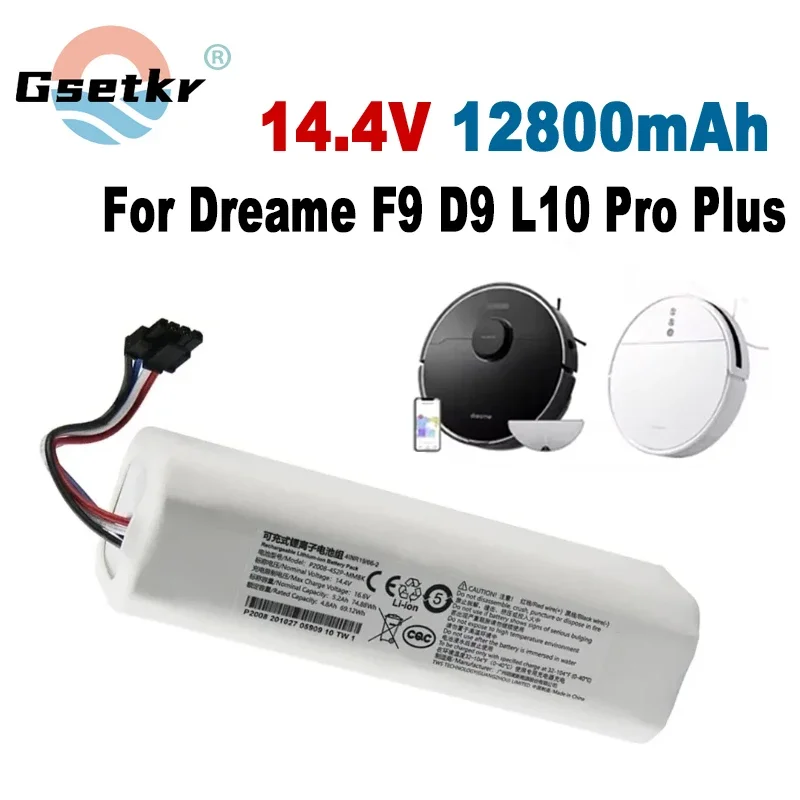 Original 14.4V 5200-12800mAh Robotic Vacuum Cleaner Replacement Battery For Dreame F9 D9 L10 Pro Plus RLS3 RLS5 RLS5L RLS5D Part