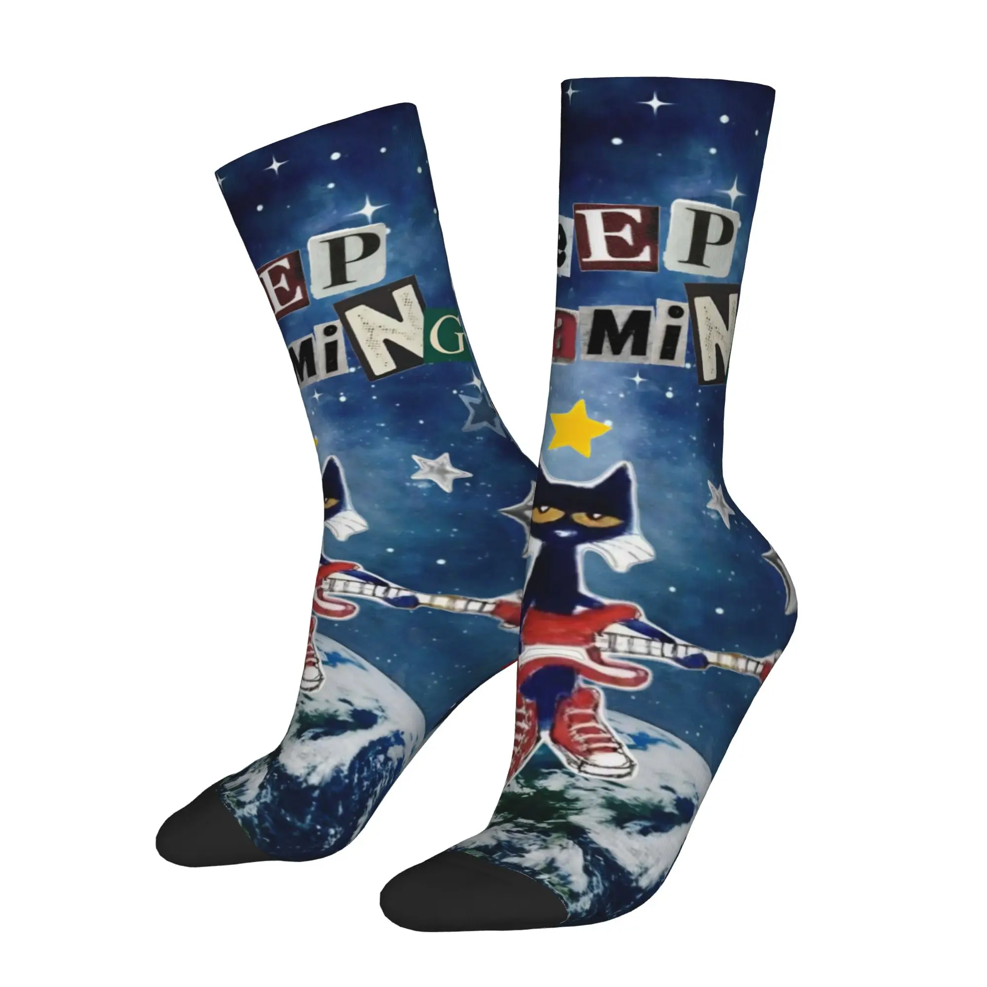 Pete The Cat Cartoon Socks Men's Women's Polyester Casual  Socks High Quality Spring Summer Autumn Winter Middle Tube Socks Gift