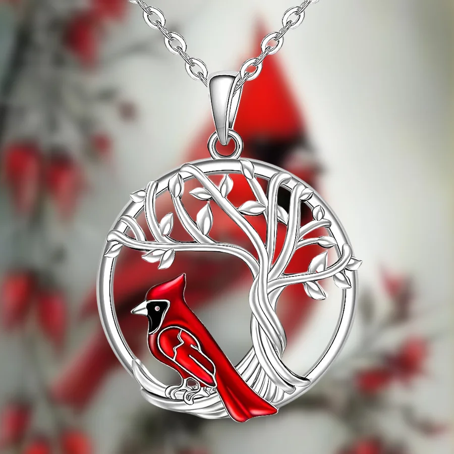 Fashion Creative Red Cardinal Bird necklace as a jewelry gift for women's festivals religious anniversaries aesthetic pendants