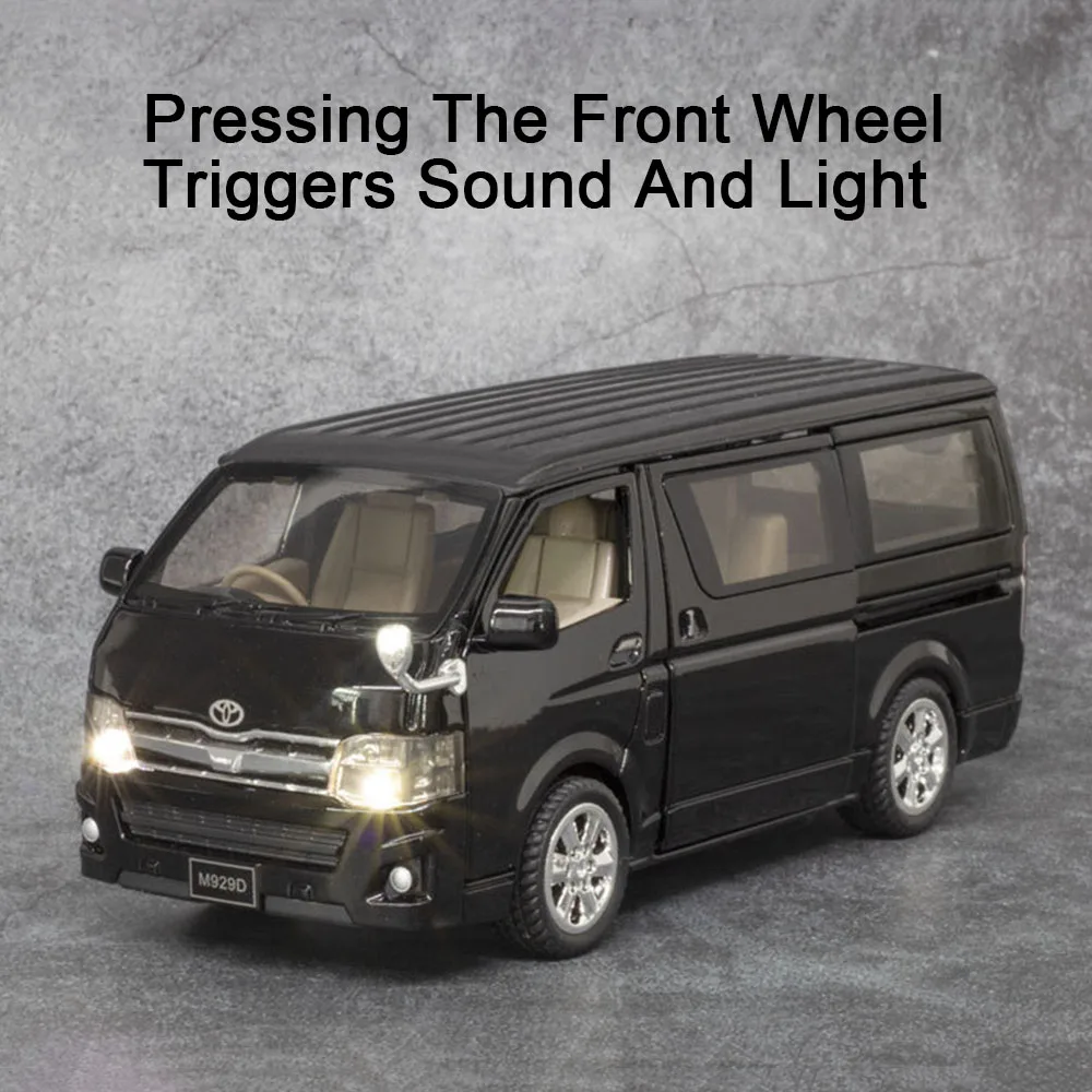 1/32 Scale Hiace MPV Zinc Alloy Car Model Toys Diecast Van Simulated Business Vehicles Light Sound Toys for Child Birthday Gifts