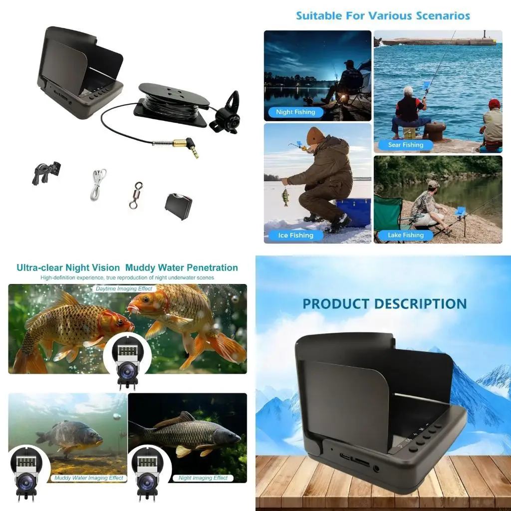 4K Resolution Fishing Camera With 220° Wide Corner Nocturnalvision 6000mAh Power Supply For Marine Exploration K1KF