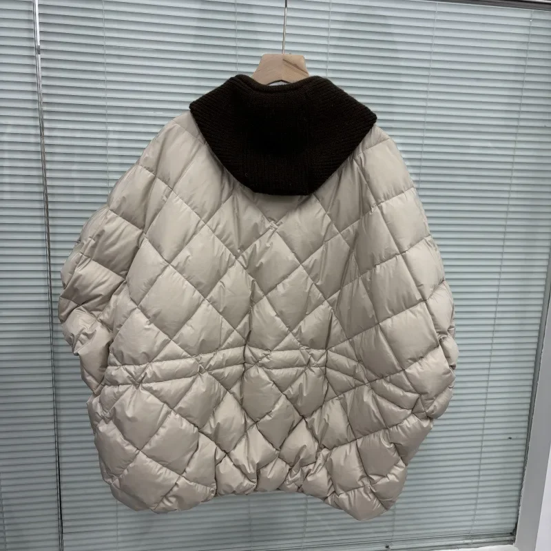 الإناث سترة دون أكمام مبطن Argyle صدرية المرأة الأبيض بطة أسفل الدافئة سستة سترات الخريف الشتاء متماسكة مقنعين الربط أسفل #2