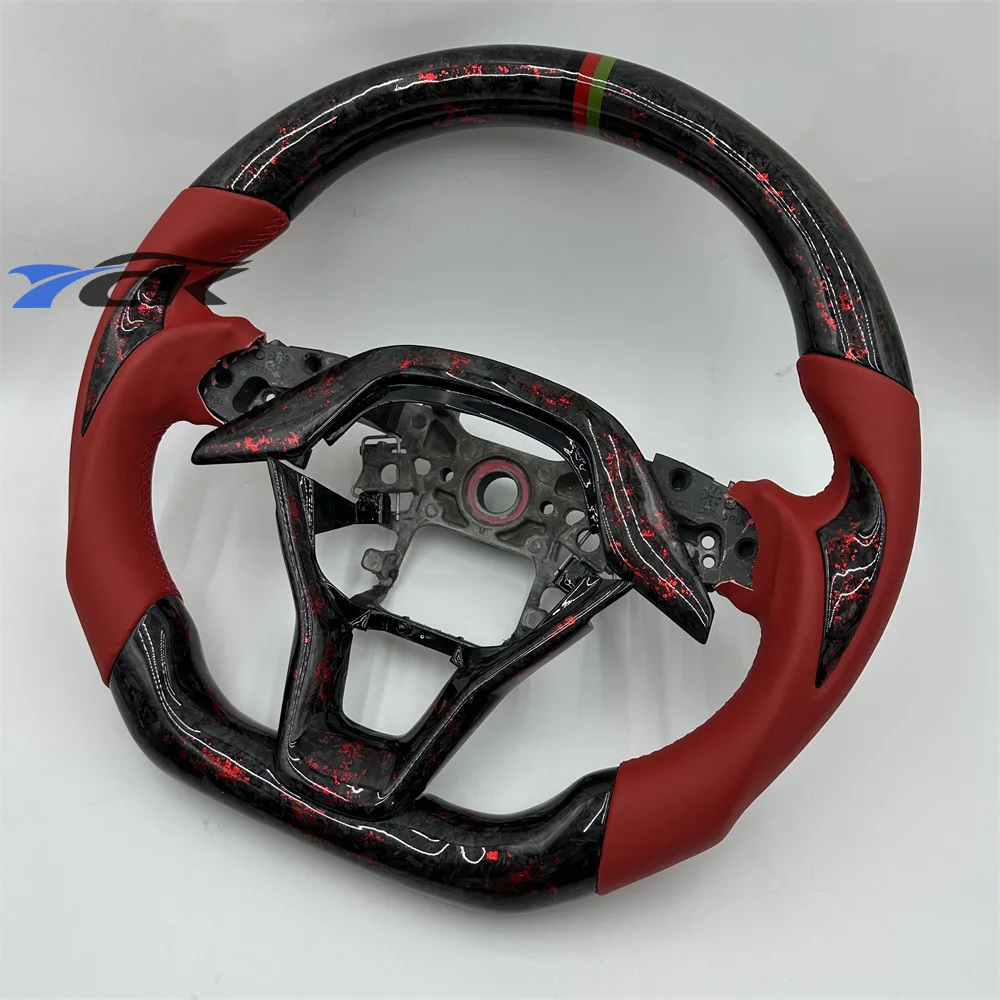 

Car accessories Steering Wheel Custom For 2018 2019 2020 2021 2022 2023 Honda Accord Forged Carbon Fiber Red Leather