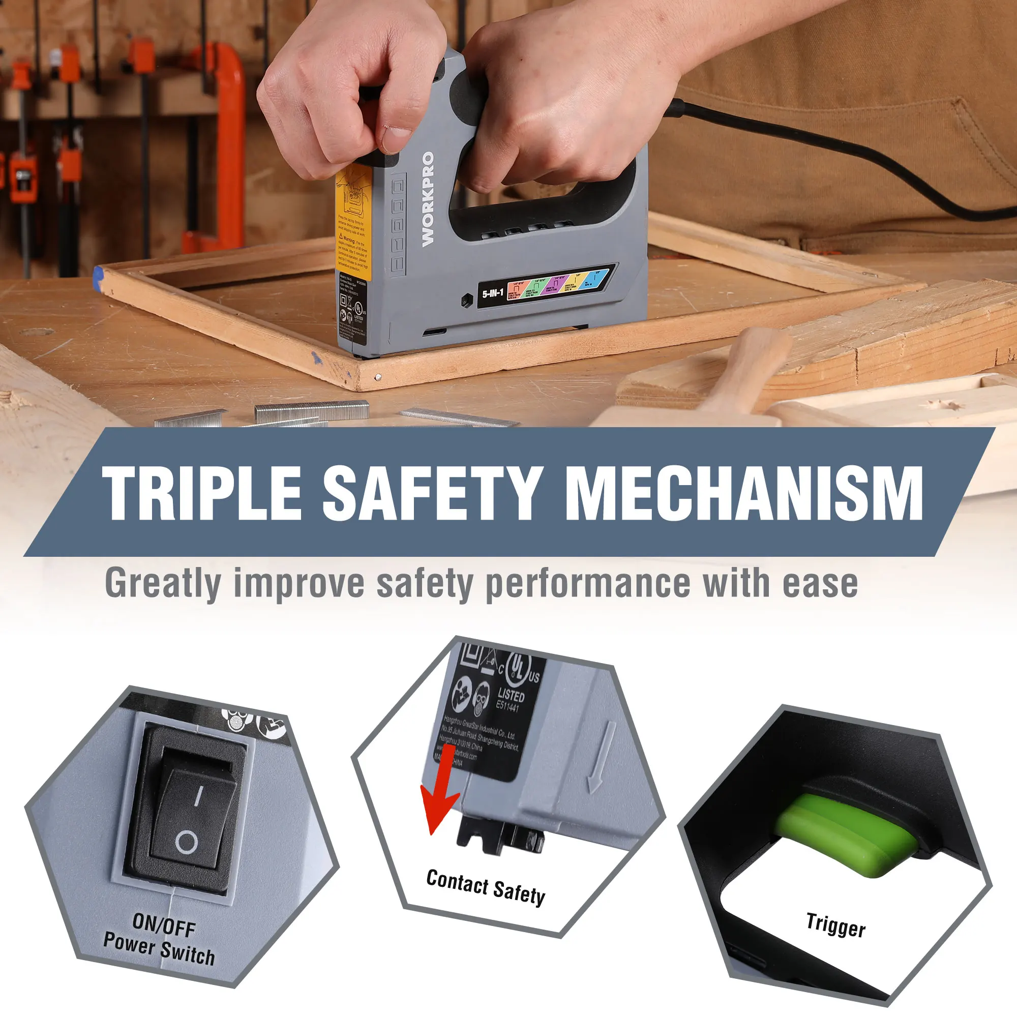 WORKPRO 3.6V 6 In1 Điện Bấm Kim Lithium-Ion Không Dây Nặng Súng Bắn Ghim Súng Bắn Đinh Cho Ngôi Nhà Trang Trí lần Trùng Tu Tăng Chiều Cao