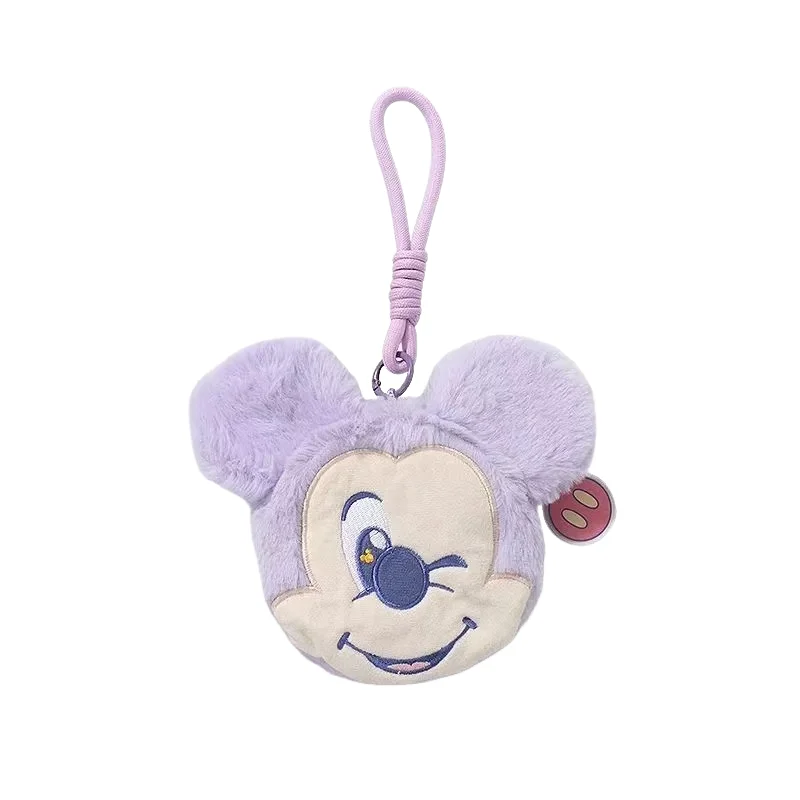 Portamonete con Cerniera in Peluche Disney Topolino Meilin Mei Lee da 15 cm, Portachiavi con Cordino in Nylon, Ornamento da Appendere al Zaino, Regalo per Amici e Festività