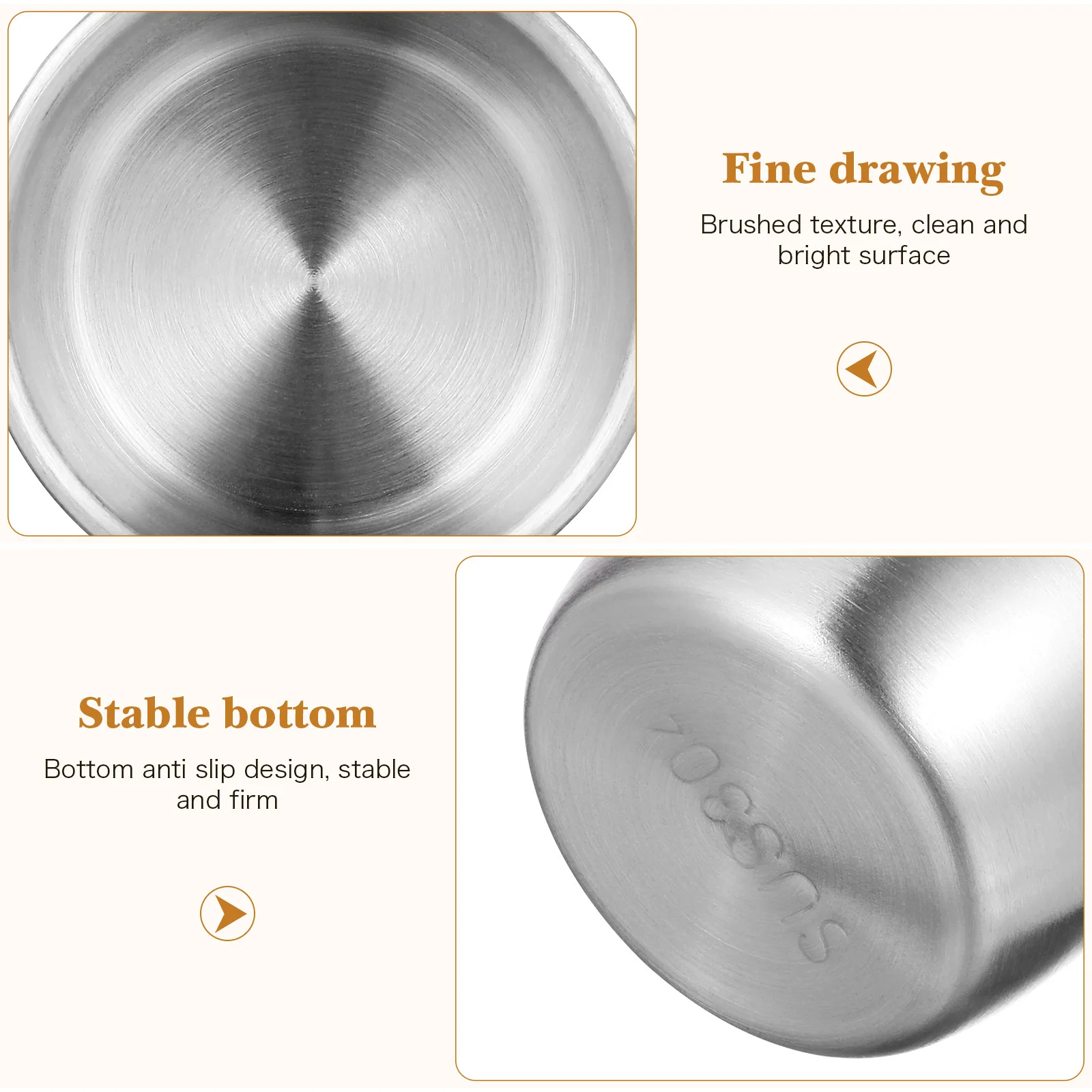 

6Pcs Stainless Steel Sauce Cups Set Reusable Dipping Sauce Containers for Home Restaurant Dipping Bowls