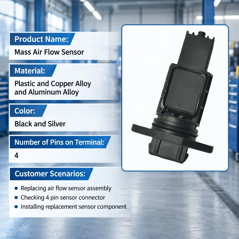 For Audi S6 S8 1996-1997 Mass Air Flow Sensor 0280217813, 077133471E, 0280217817 Plastic and Copper Alloy and Aluminum Alloy