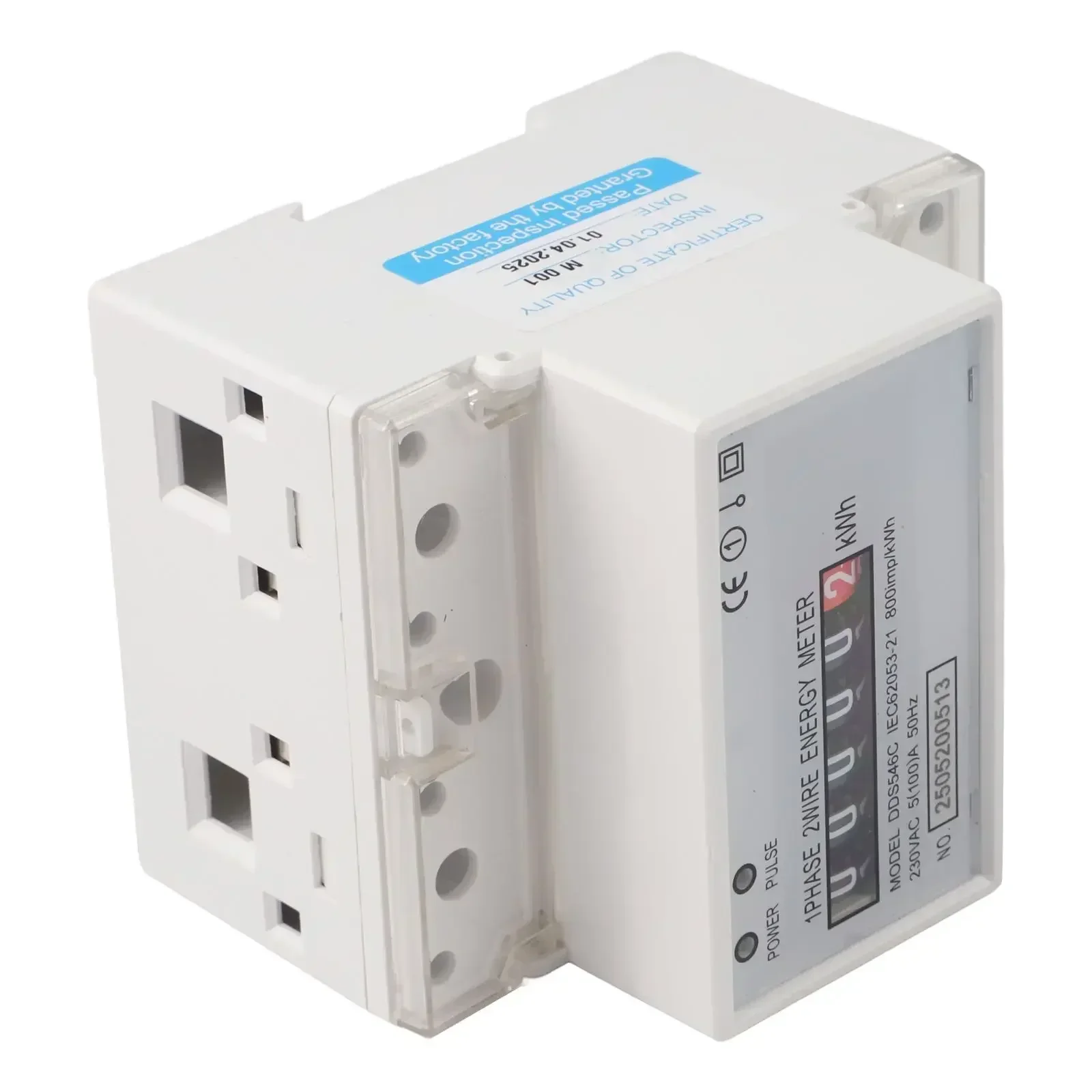 DIN Rail Installation Wattmeter Energy Meter White Digital Wattmeter Safe Data Transmission 100A Maximum Current