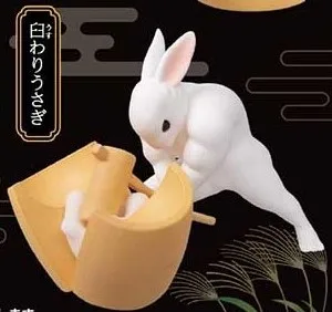 Japanese Bandai Genuine Gacha Scale Model Crush Mochi Muscle Rabbit Potato Rabbit Ornament Funny Animal Model Action Figure Toys