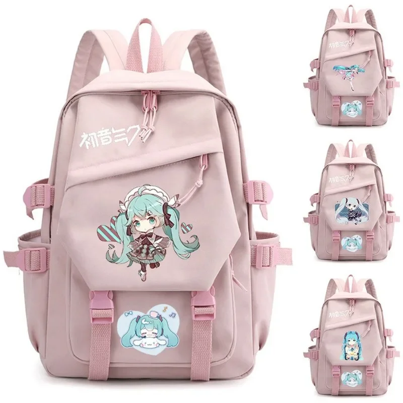 Hatsune Miku anime peripheral backpack soft girl cute cartoon print school bag large capacity travel bag festival gift wholesale