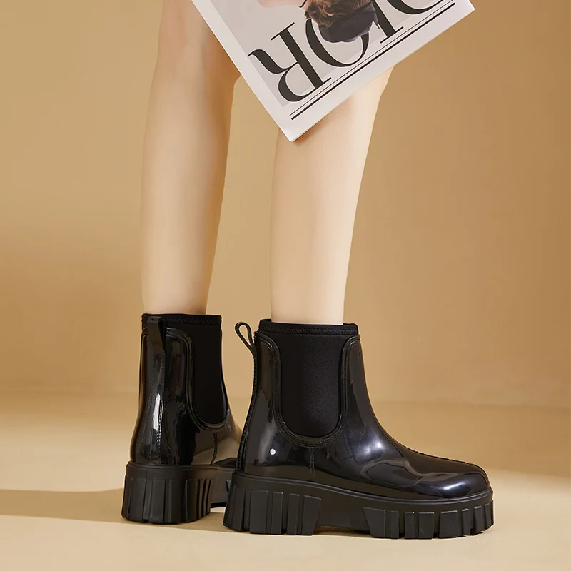 

Женские короткие резиновые сапоги для работы и поездок на работу, водонепроницаемые, противоскользящие, износостойкие, из ПВХ, всесезонные, для активного отдыха