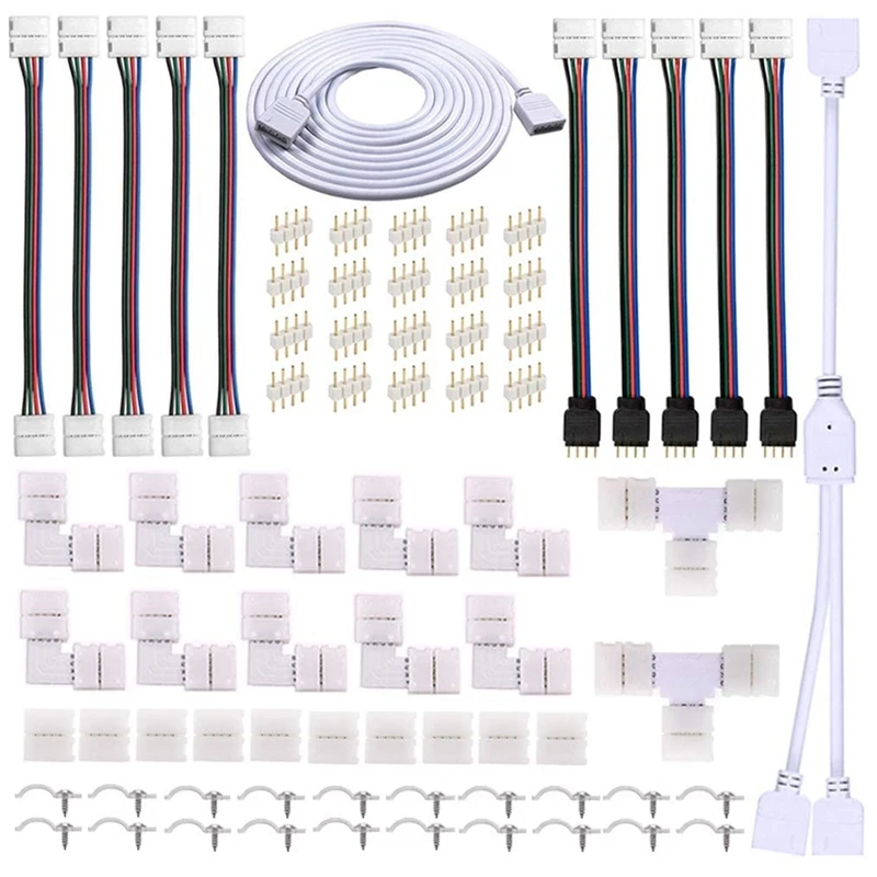 Kit de conector de tira AB46-LED para tira de LED RGB de 5050, 10Mm, 4 pines, divisor de 2 vías, accesorios DIY para conexión de tira de LED RGB