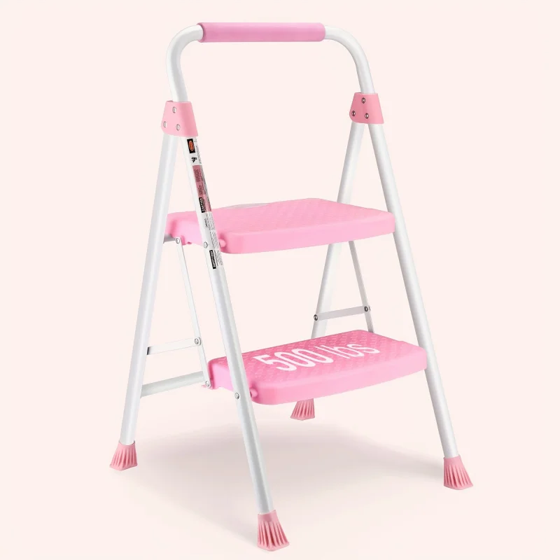 Foldable 2/3/4-Step Metal Ladder with Enhanced Handrail & Non-Slip Pedals, Durable A-Frame Design, Perfect for Safe Home Access