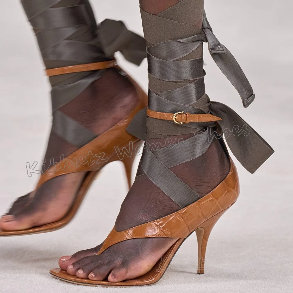 Clip-Toe Slipper Sandal Leather Thin Heels Solid Color Fashion Luxury Elegant Concise Sexy Novelty Party Wedding Women Shoes New