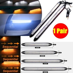 2Pcs/set Universal Car DRL LED Daytime Running Lights Waterproof Headlight Strip White/RGB Sequential Flow Turn Signal Light