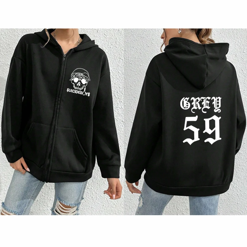 Suicideboys G59 Rapper Hip-Hop Music Zipper Sweatshirt Album Suicideboy Fan Gift O-Neck Sweatshirt for Men and Women Meet Winter