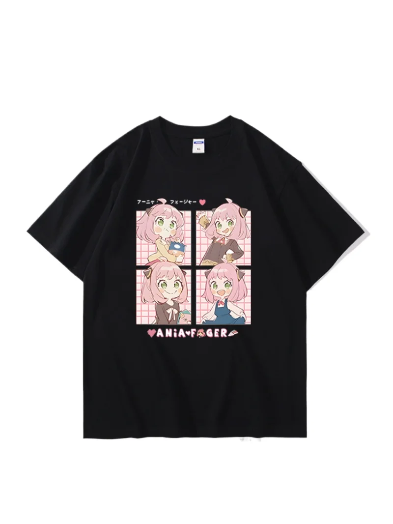 مينيسو جاسوس X الأسرة انمي ياباني أنيا فورجر جرافيك طباعة تي شيرت الشارع الشهير الرجال النساء موضة قصيرة الأكمام حجم كبير للجنسين #2