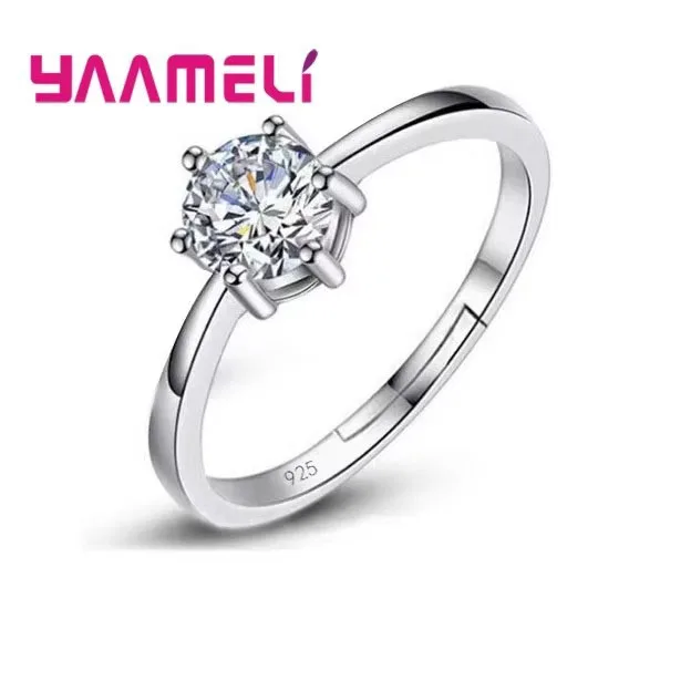 

Fine Wedding Rings for Men Women Gift S925 Sterling Silver Color Austrian Crystal Engagement Proposal Ring Jewelry Bague Femme