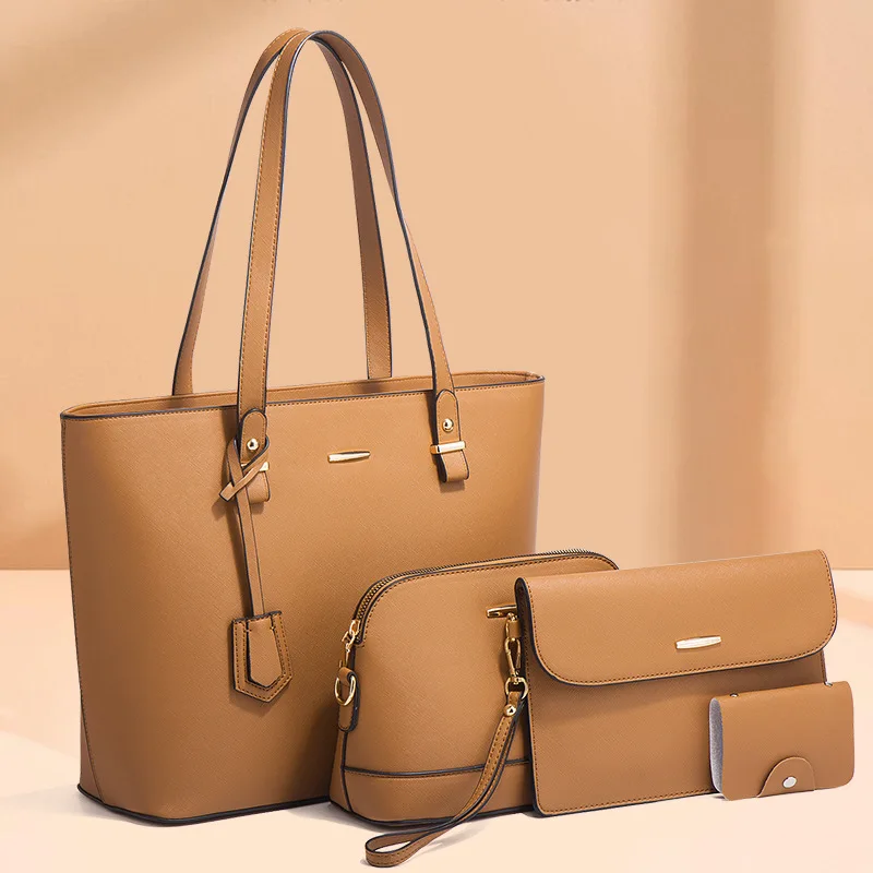 2025 New Women Handbags Set 4pcs Large Capacity Tote Shoulder Crossbody Bag Fashion Simple Mother Daughter Bag view 2