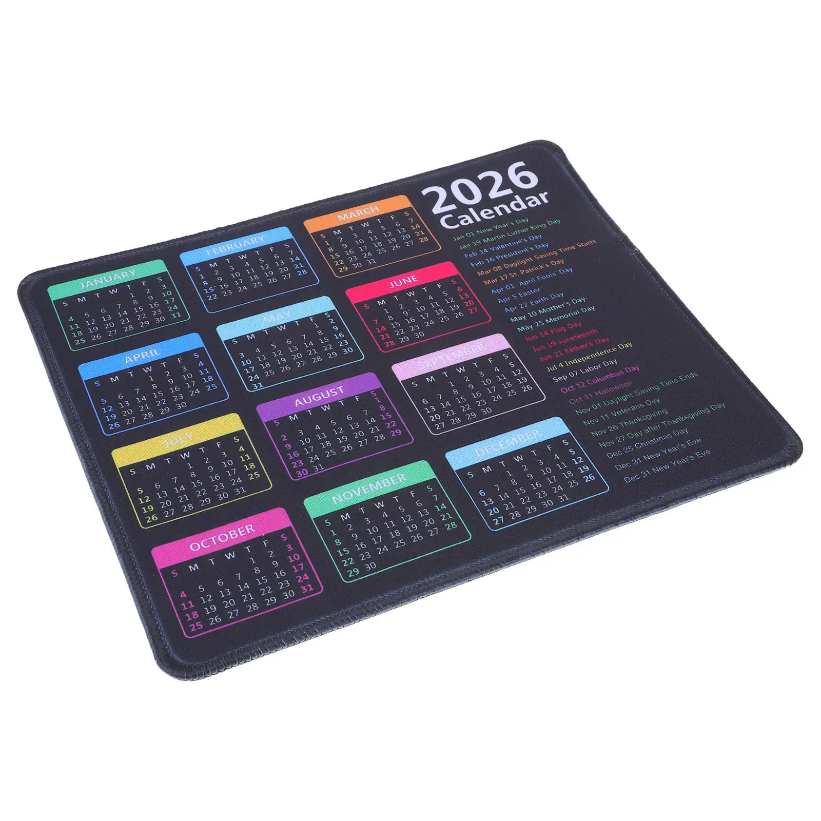 2026 Holiday Calendar Mouse Pad Non-Slip Large Desk Mat Extended Surface Gaming Mousepad Office Computer Accessory
