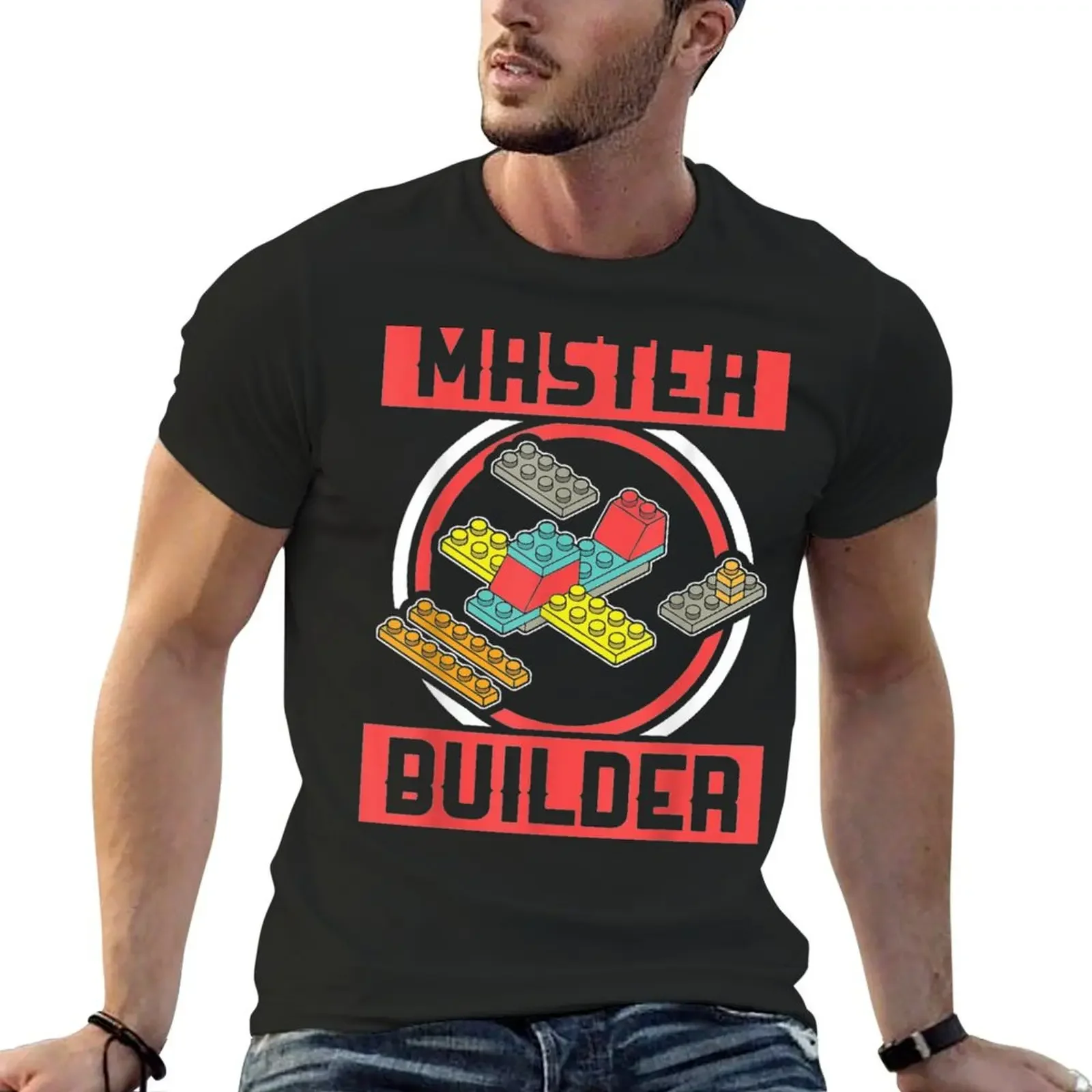 Master Builder Kids Building Blocks Birthday Bricks Boy Gift T-Shirt oversized vintage anime shirt plain t shirts men