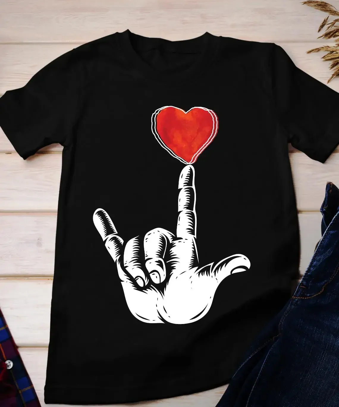 ASL Love T Shirt I Sign Language Valentines Day Deaf Kindness You