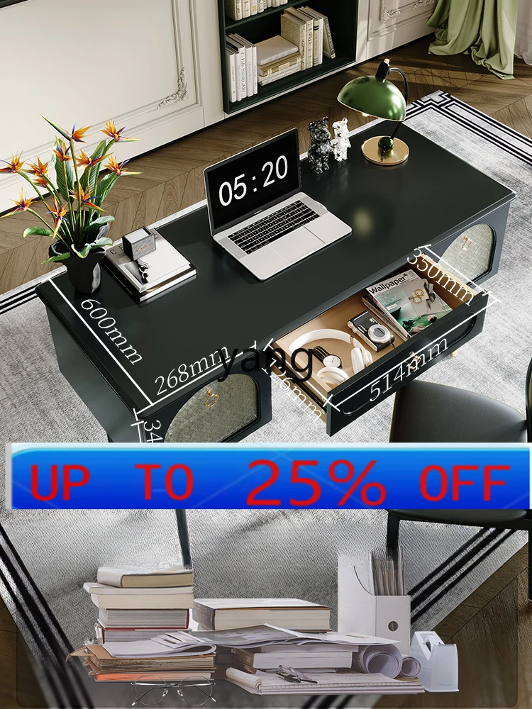 YJQQ โต๊ะทำงานสไตล์ฝรั่งเศสย้อนยุค โต๊ะทำงานที่บ้าน