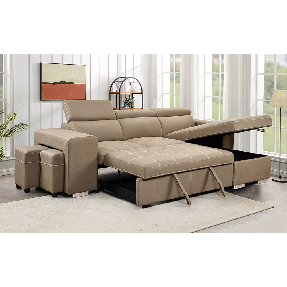 Gray linen reconfigurable Reversible Manual convertible hand-assembled 81.5\