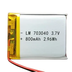 2/5/10/20 sztuk 3.7V 800mah 703040 bateria litowo-jonowa 2.0mm złącze JST