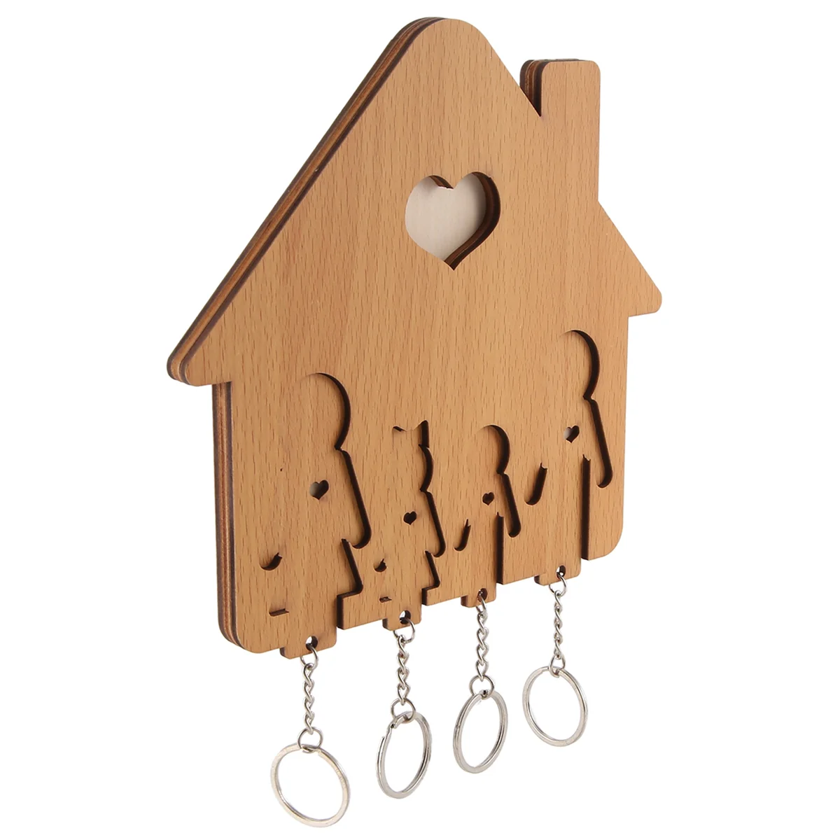 Wood Key Holder Wall-Mounted Key , Wooden Key Rack Key Holder for Wall with Key Hooks Family