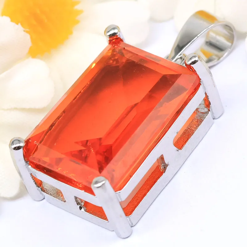 

Buy 4 Get 1 Free 29x15mm Created Blue Topaz Iolite Orange Spessartine Garnet Blood Ruby Silver Plated Pendant
