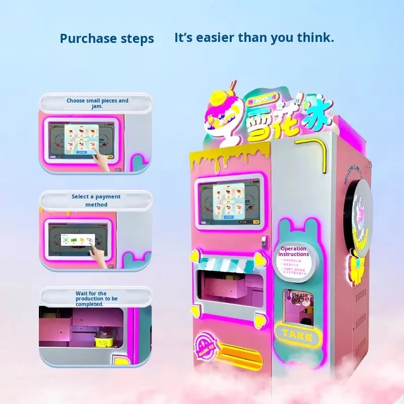 Commercial 2026 Bingsu Snowflake Ice Vending Machine Yogurt Milk Fruit Ready for Frozen Dessert Shop Customized