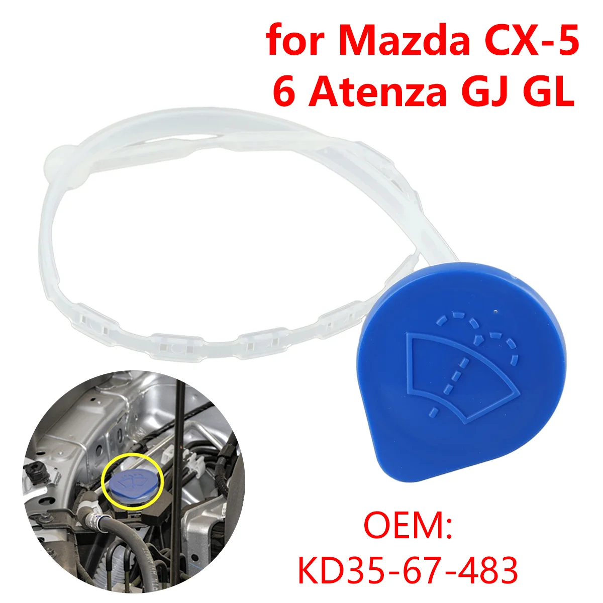 KD3567483 for Mazda CX-5 6 Atenza GJ GL Car Windshield Wiper Washer Fluid Reservoir Tank Bottle Cap Cover
