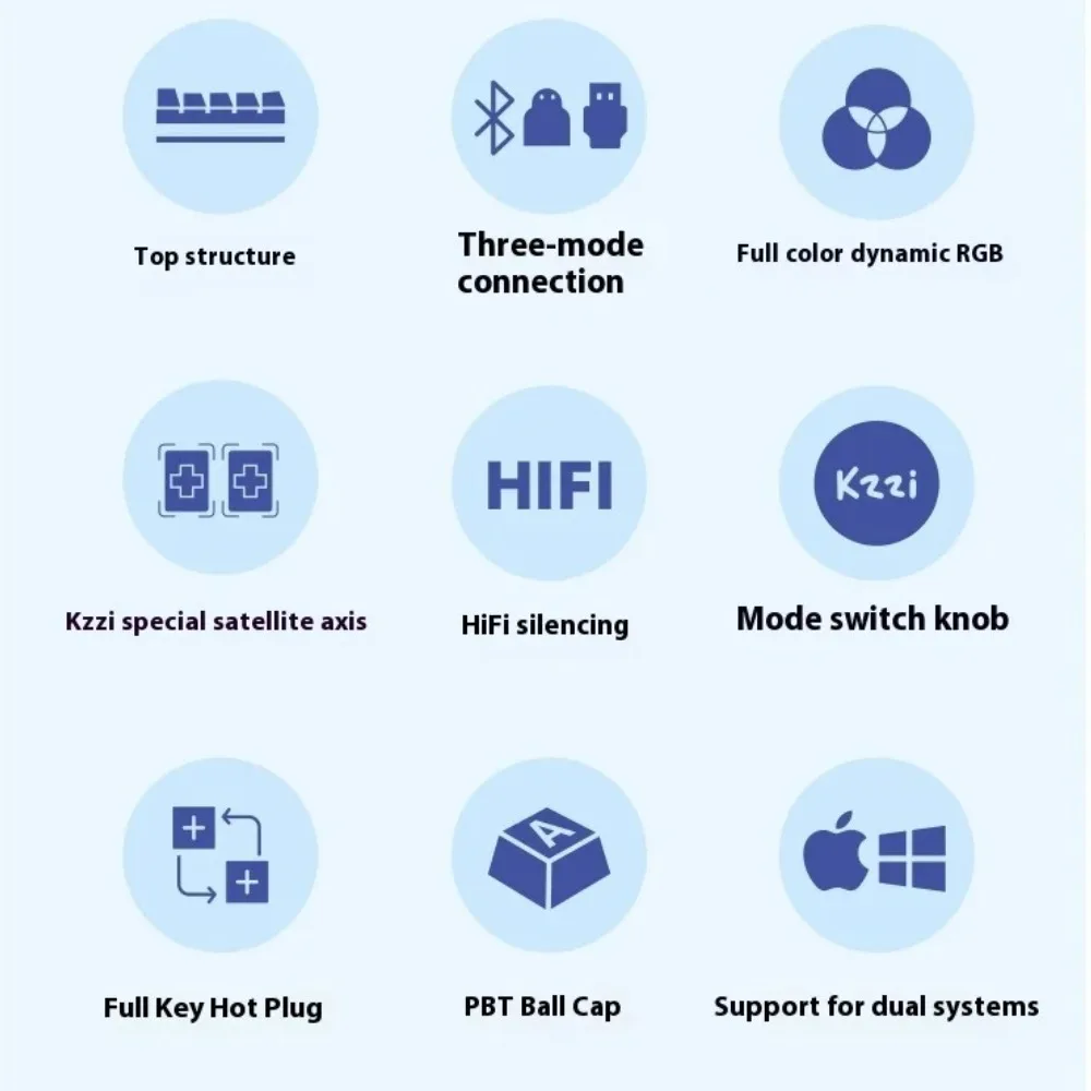 Kzzi K20 Tastiera meccanica wireless a tre modalità Mini pulsante Manopola multifunzione personalizzata Tastiera digitale ergonomica RGB dinamica