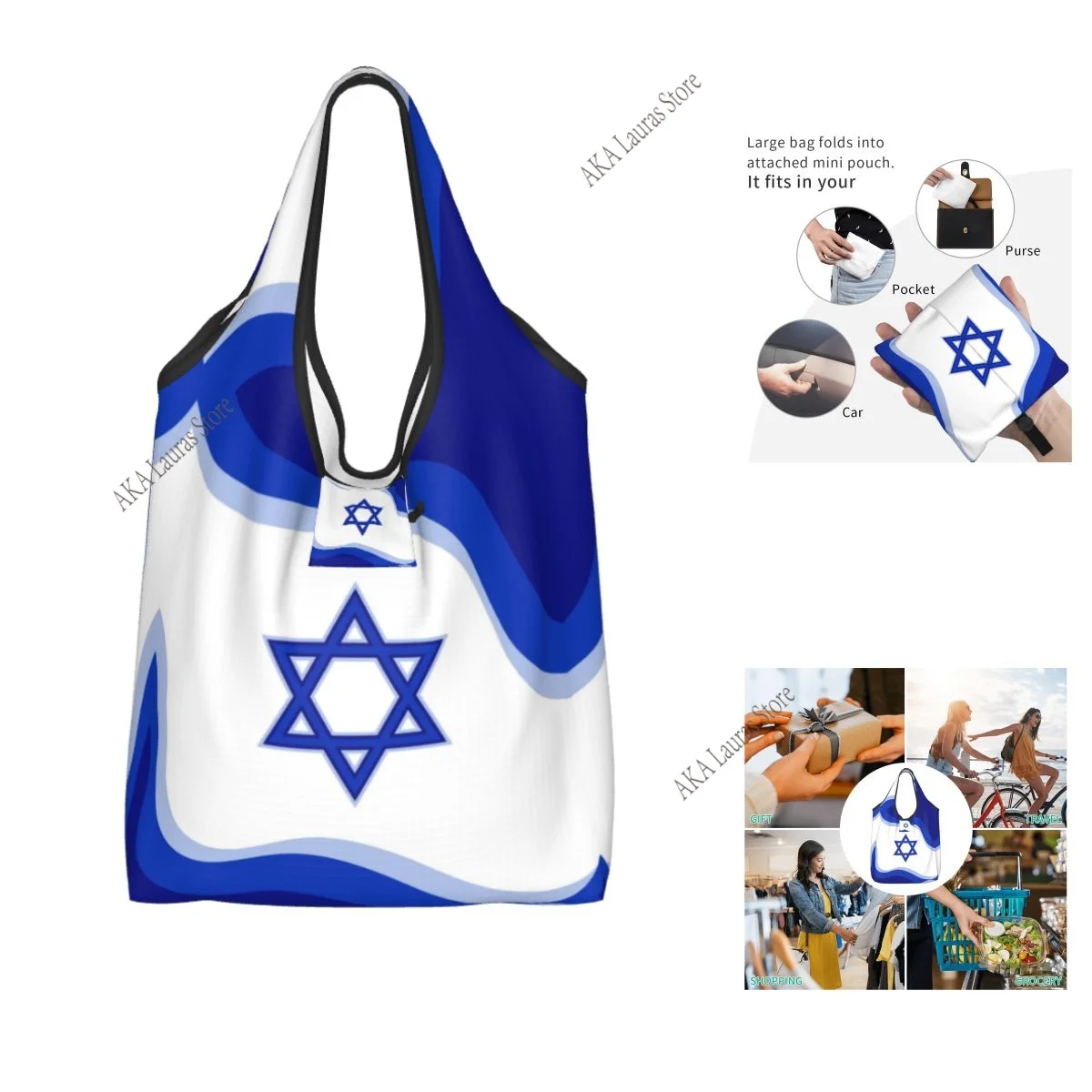 Shoulder Bag Israel Flag Ladies Handbag Tote Bag Reusable Large Bag