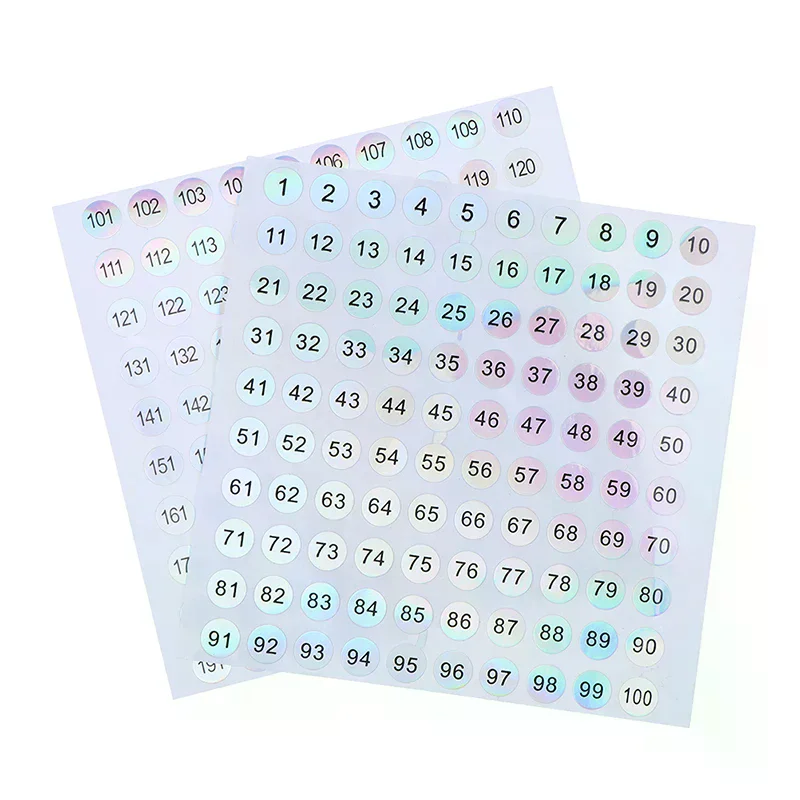 Waterdicht nummer 1-200 Laserlabels Stickers Nagellak Lippenstift Nummerlabels