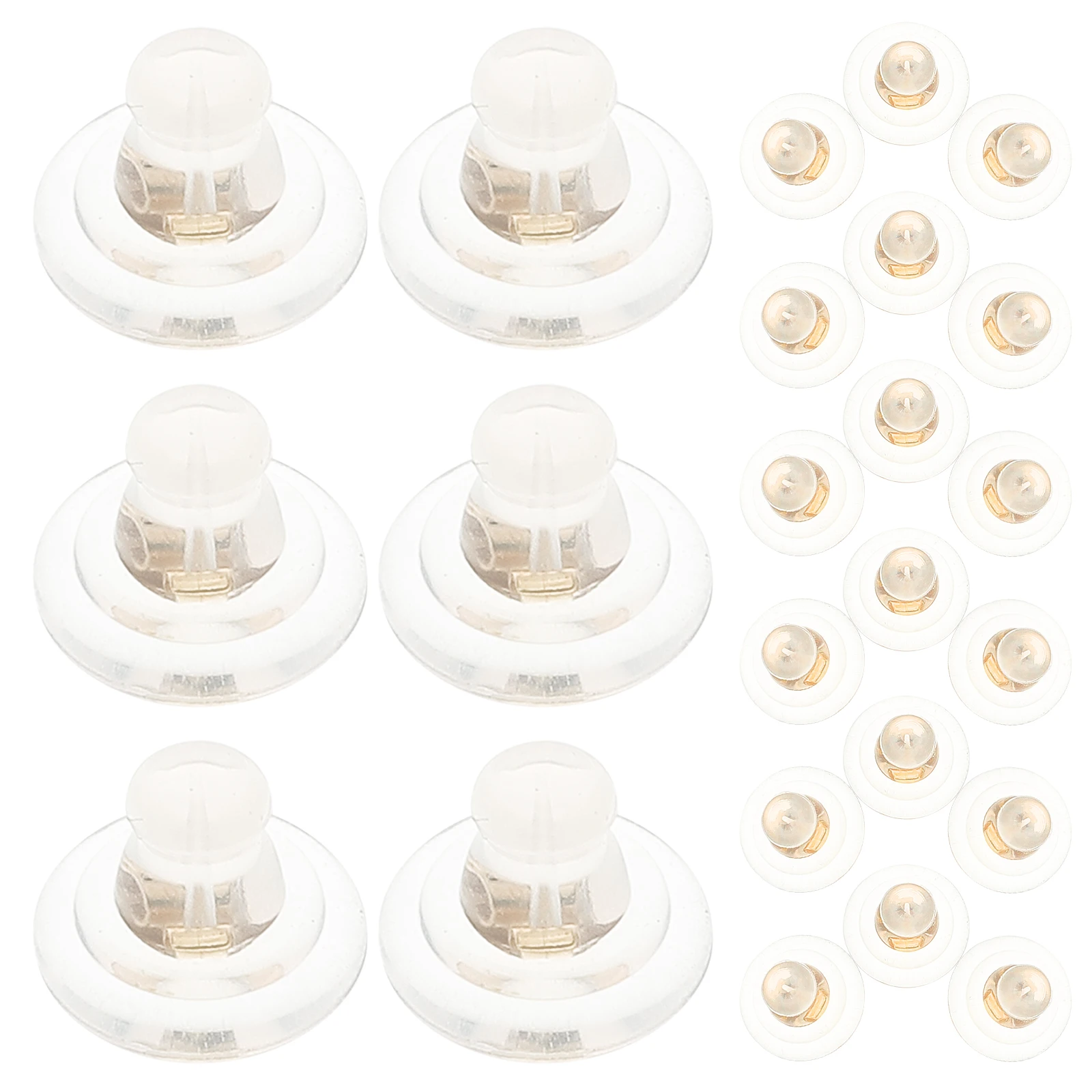 

100pcs Silicone UFO Ear Blockage Clear Earring Backs Replacements Studs Pierced Accessories Soft Stopper Plug